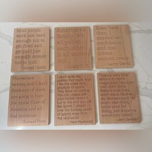 Set of 6 Gallery Style Wood Signs with Comedian Quotes